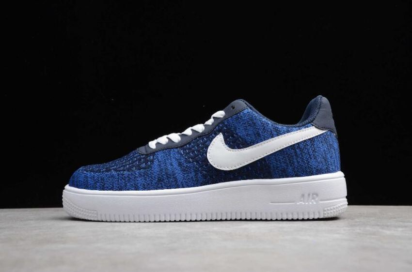 Women's Nike Air Force 1 Flyknit 2.0 College Navy White Obsidian AV3042-400 Running Shoes