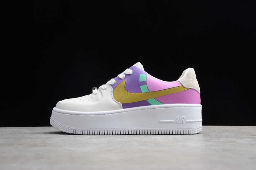 Women's Nike Air Force 1 Sage Low LX Rice White Yellow Rose Red BV1976-005 Running Shoes