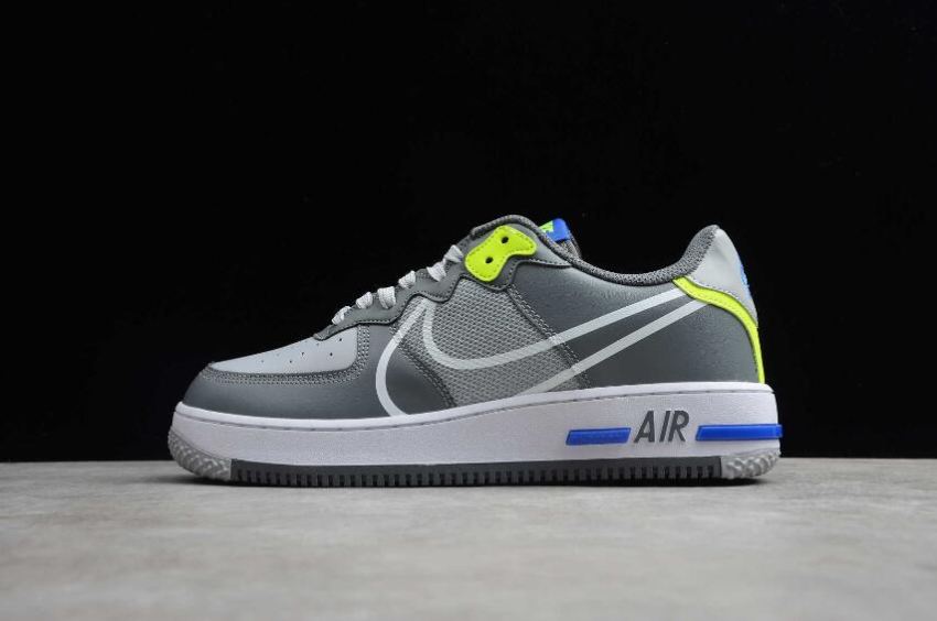 Men's Nike Air Force 1 React Wolf Grey White Smoke Grey CD4366-002 Running Shoes