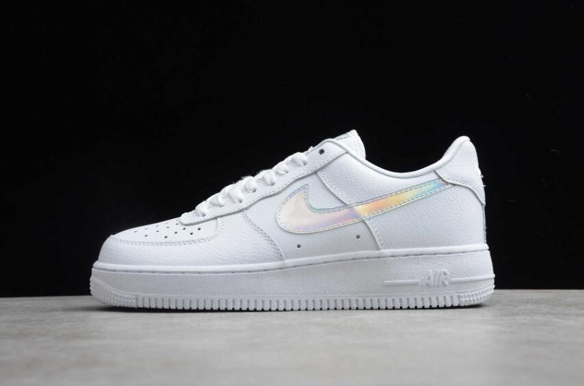 Women's Nike Air Force 1 07 ESS Iridescent Swoosh White CJ1646-100 Running Shoes