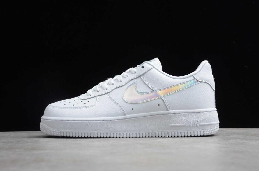 Men's Nike Air Force 1 07 ESS Iridescent Swoosh White CJ1646-100 Running Shoes