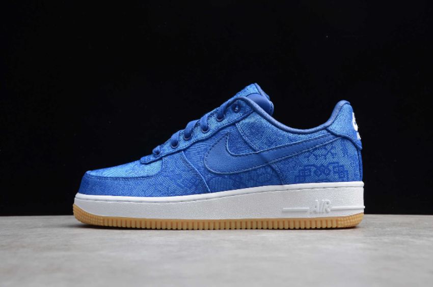 Women's Nike Air Force 1 PRM x Clot Royal Silk Game Royal White CJ5290-400 Running Shoes