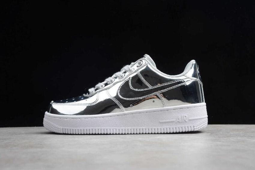 Men's Nike Air Force 1 Low Liquid Metal Silver White CQ6566-001 Running Shoes