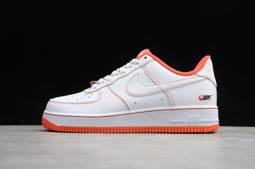 Men's Nike Air Force 1 07 EMB White Team Orange CT2585-100 Running Shoes