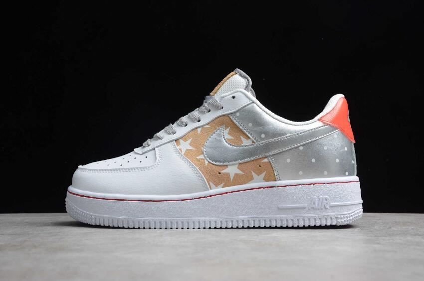 Women's Nike Air Force 1 07 PRM 2 White Gold Silver CT3437-100 Running Shoes