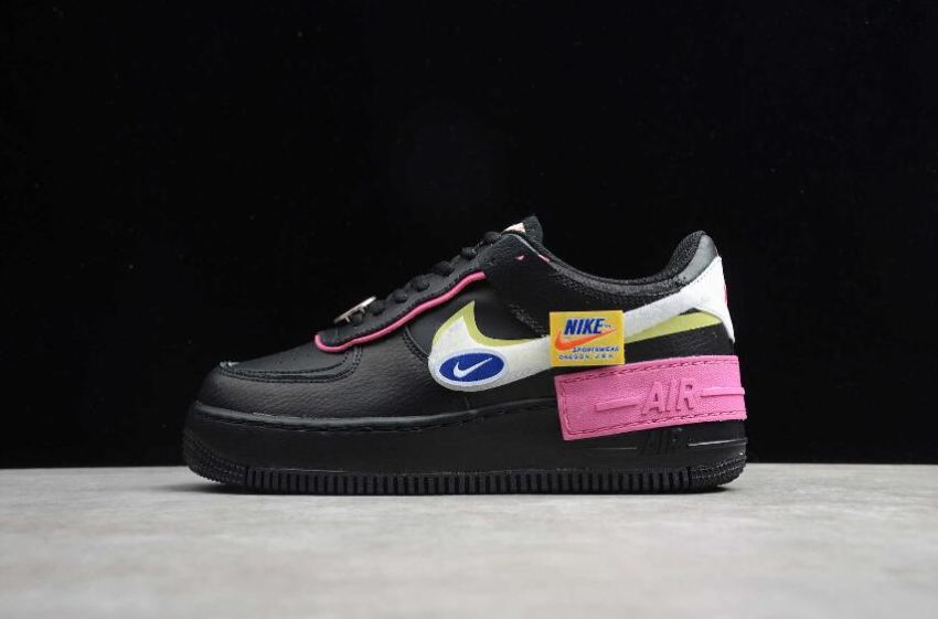Women's Nike Air Force 1 Shadow Black White Limelight CU4743-001 Running Shoes