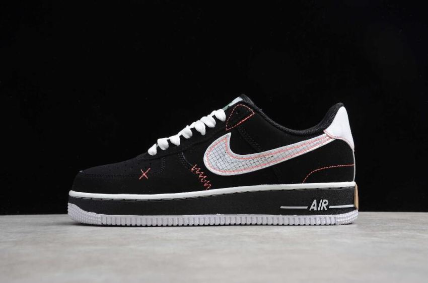 Men's Nike Air Force 1 07 Black White Bright Crimson CU6646-001 Running Shoes