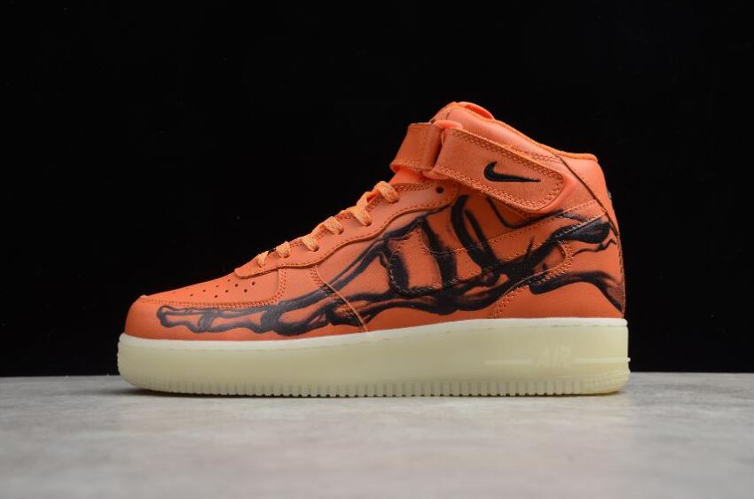 Women's Nike Air Force 1 07 Skeleton QS Orange Black CU8067-801 Running Shoes