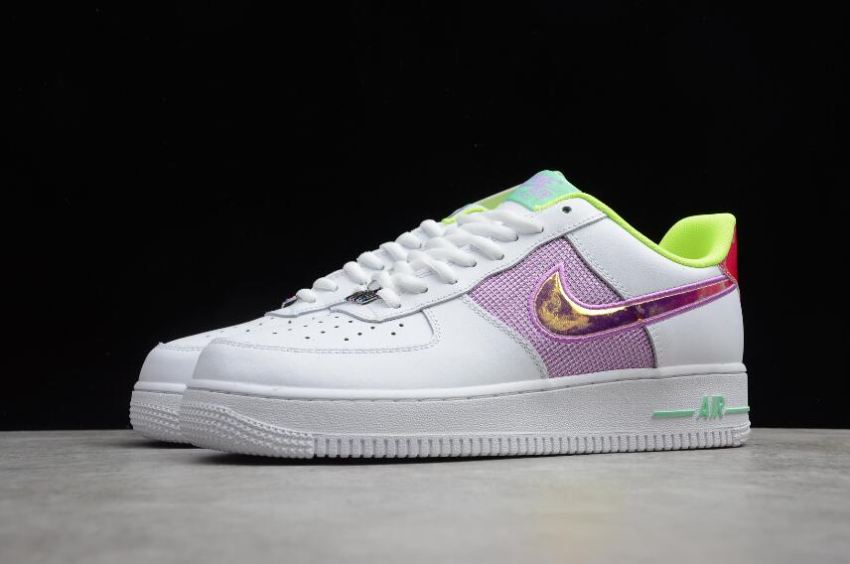 Women's Nike Air Force 1 07 White Easter MultiColor Lemon Venom CW5592-100 Running Shoes