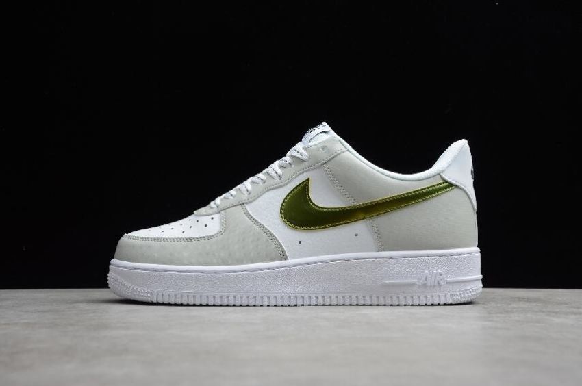 Women's Nike Air Force 1 07 White Gray Ink Gold DC9029-100 Running Shoes