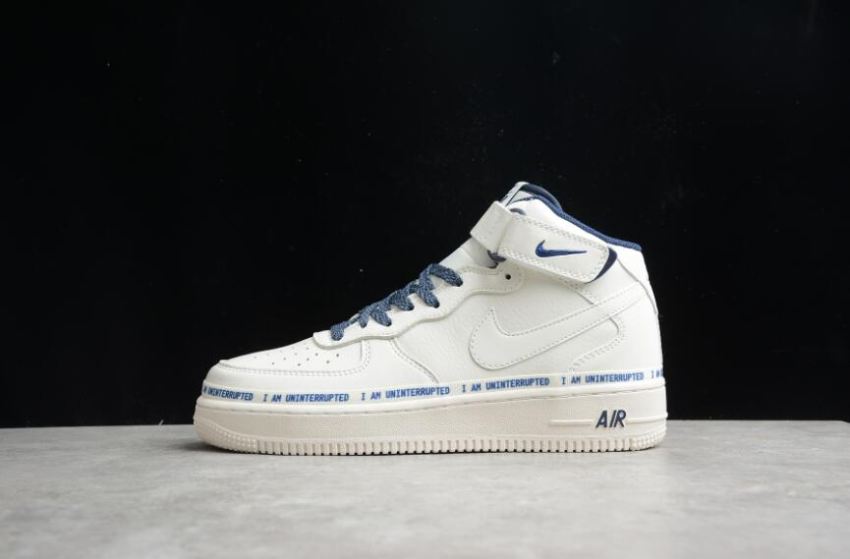 Men's Nike Air Force 1 07 Mid NU8802-303 Beige Dark Blue Shoes Running Shoes