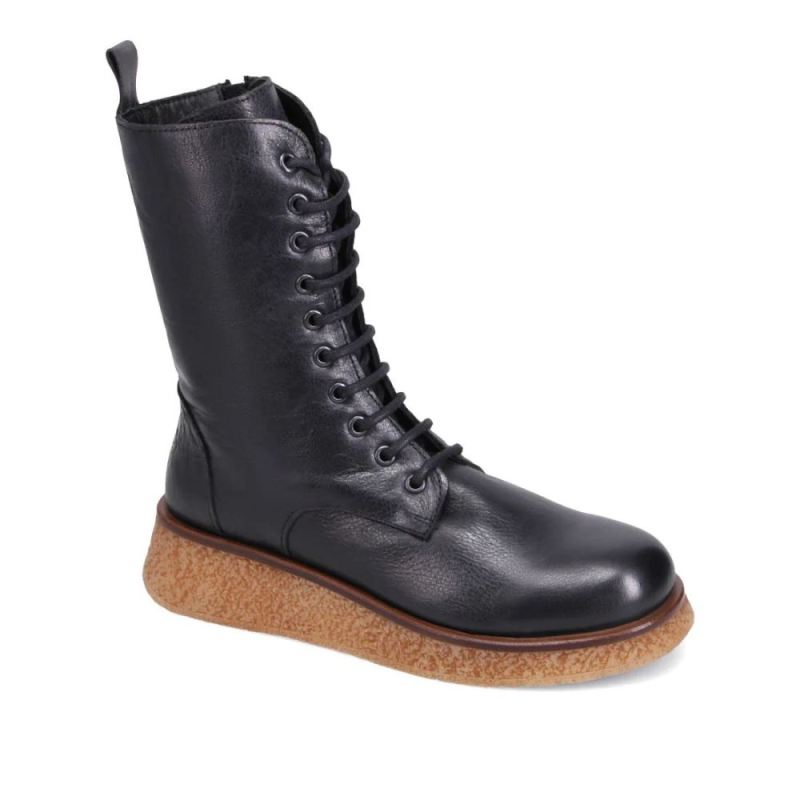 BUENO CANADA OUTLET WOMEN'S PHEBE LACE-UP BOOT-BLACK LEATHER