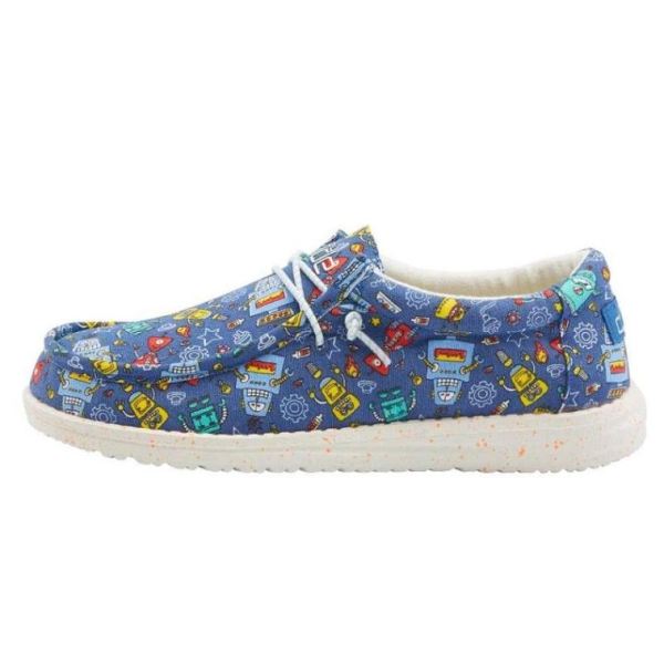 Boys Hey Dude Shoes Wally Youth Print Robots