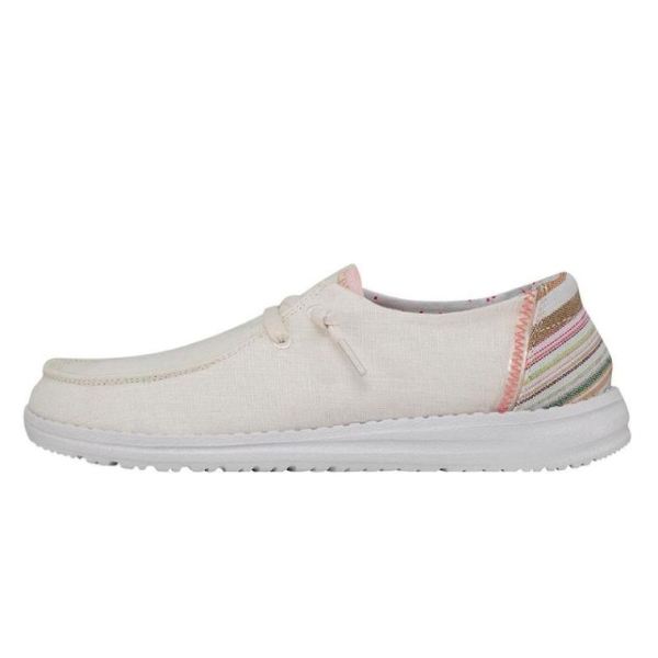 Women's Hey Dude Shoes Wendy Canvas White Fun Lines