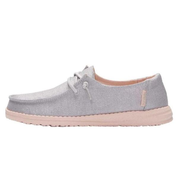 Hey Dude Shoes Girls Wendy Youth Sparkling Sparkling Silver Peach