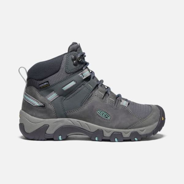 Keen Shoes | Women's Steens Leather Waterproof Boot-Steel Grey/Ocean Wave