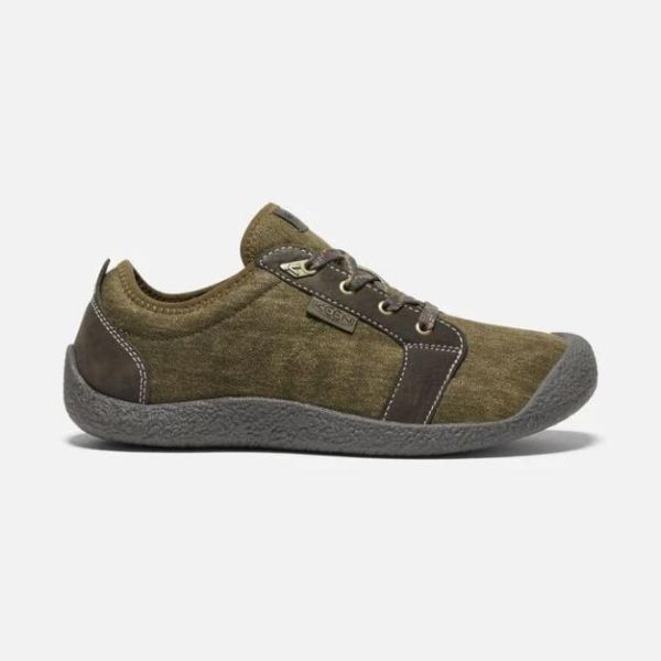 Keen Shoes | Men's Howser Canvas Lace-Up-Dark Olive/Black Olive