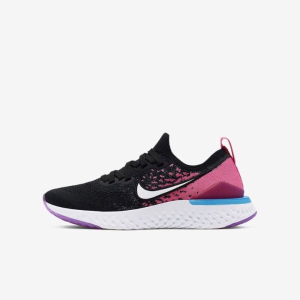 Kids Nike Epic React Flyknit 2 | Black / Pink Blast / Vivid Purple / White