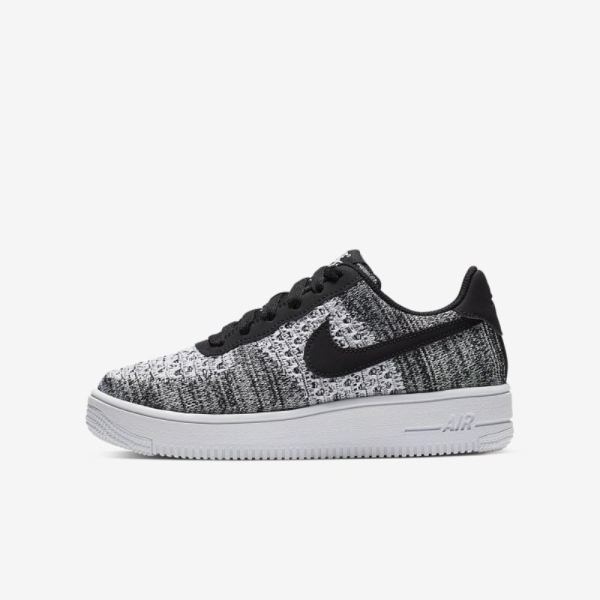 Kids Nike Air Force 1 Flyknit 2.0 | Black / White / White / Pure Platinum