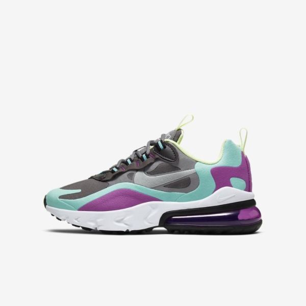 Kids Nike Air Max 270 React | Gunsmoke / Aurora / Hyper Violet / Reflect Silver