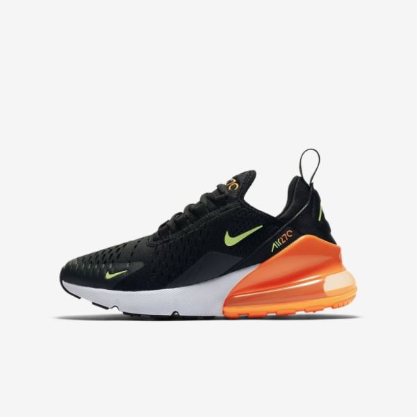 Kids Nike Air Max 270 | Black / Total Orange / Dark Smoke Grey / Ghost Green