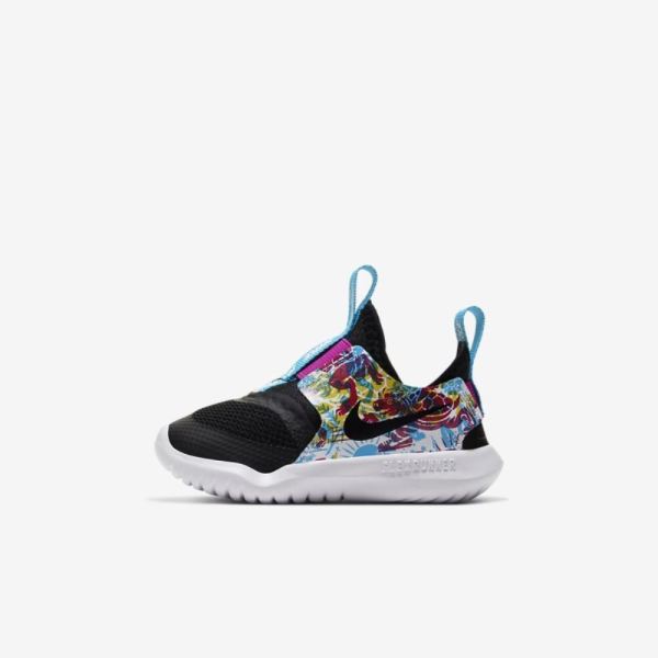 Kids Nike Flex Runner Fable | Black / Fire Pink / Blue Fury / White