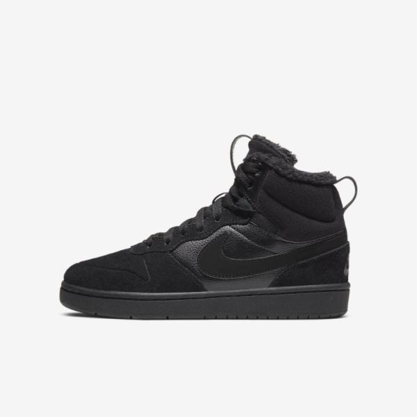 Kids Nike Court Borough Mid 2 | Black / Black / Black