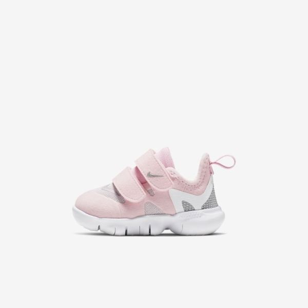 Kids Nike Free RN 5.0 | Pink Foam / Wolf Grey / White / Metallic Silver