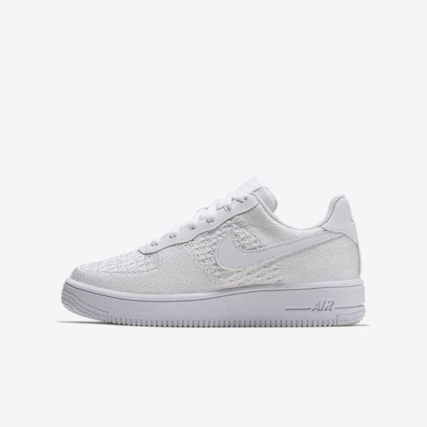 Kids Nike Air Force 1 Flyknit 2.0 | White / White / White