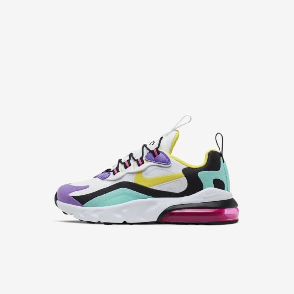 Kids Nike Air Max 270 RT | White / Black / Bright Violet / Dynamic Yellow