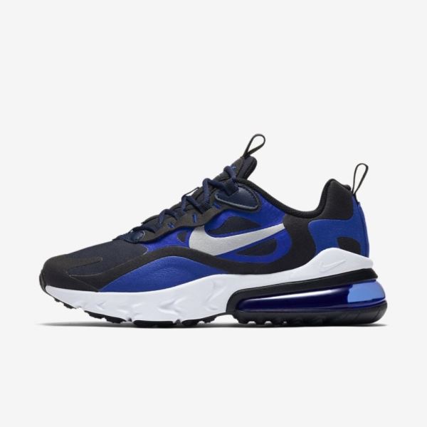 Kids Nike Air Max 270 React | Midnight Navy / Racer Blue / Black / Metallic Silver