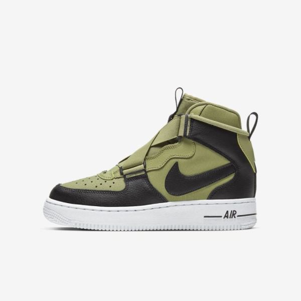 Kids Nike Air Force 1 Highness | Dusty Olive / White / Black
