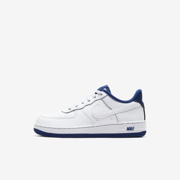 Kids Nike Force 1-1 | White / Deep Royal Blue / White