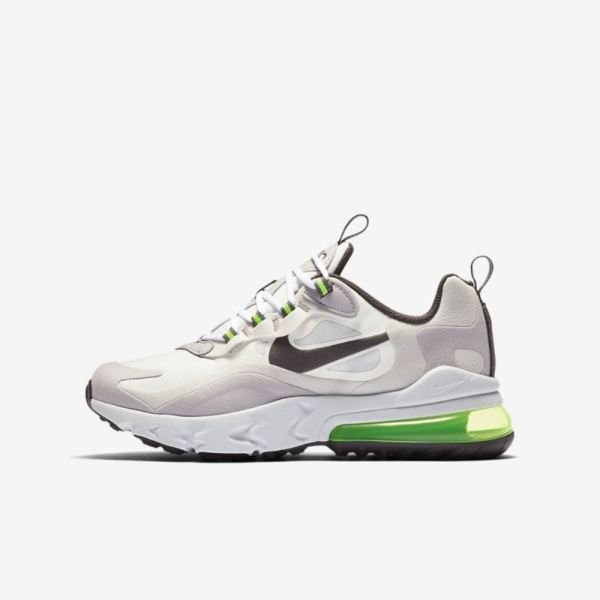 Kids Nike Air Max 270 React | Summit White / Electric Green / Vast Grey / Silver Lilac