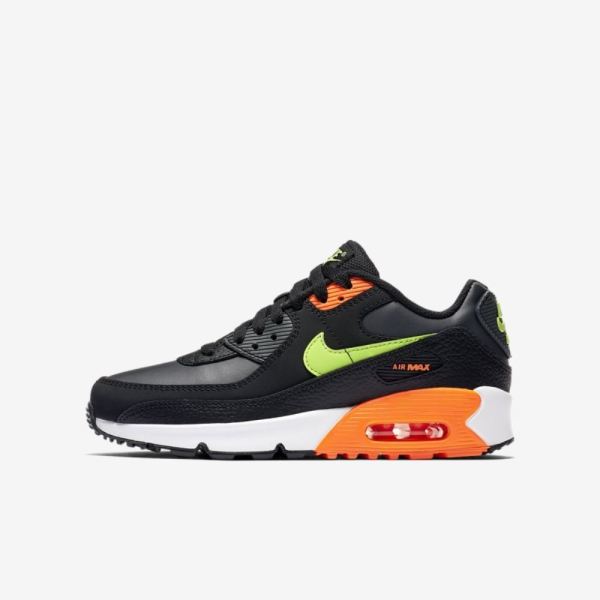 Kids Nike Air Max 90 | Black / Total Orange / Dark Smoke Grey / Ghost Green