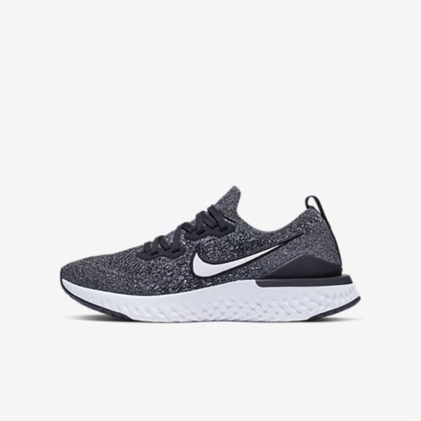 Kids Nike Epic React Flyknit 2 | Black / White / White