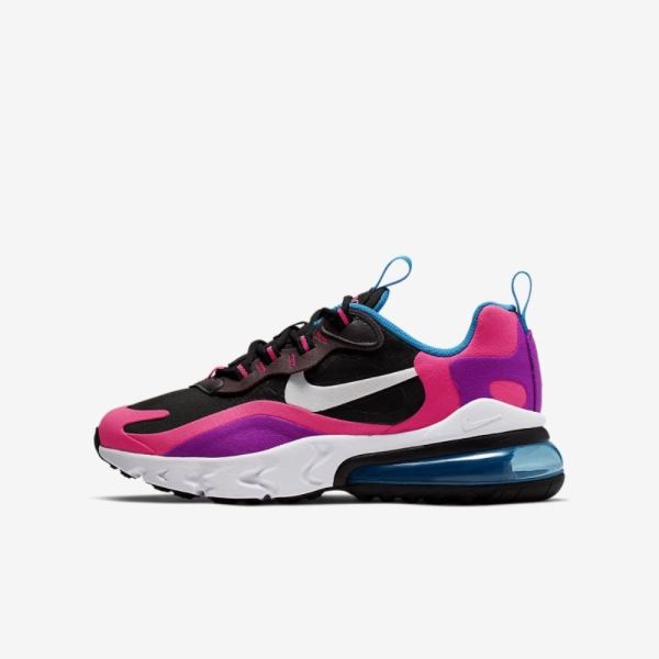 Kids Nike Air Max 270 React | Black / Hyper Pink / Vivid Purple / White