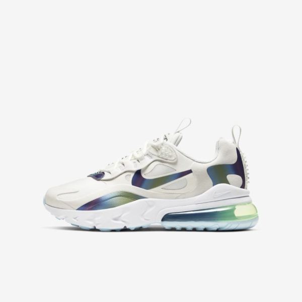 Kids Nike Air Max 270 React | Summit White / Platinum Tint / White / Multi-Colour