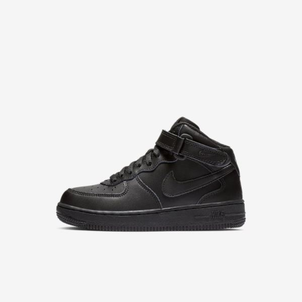 Kids Nike Force 1 Mid | Black / Black