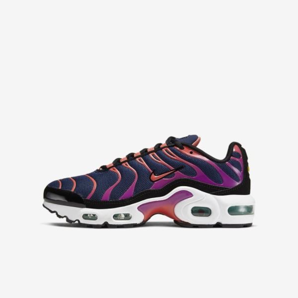 Kids Nike Air Max Plus | Blue Void / Black / Kinetic Green / Magic Ember