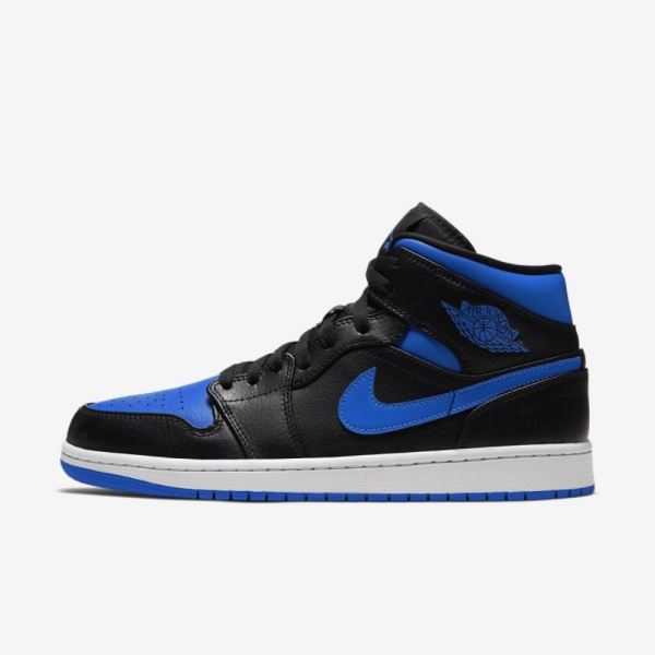 Air Jordan 1 Mid | Black / White / Hyper Royal - Click Image to Close