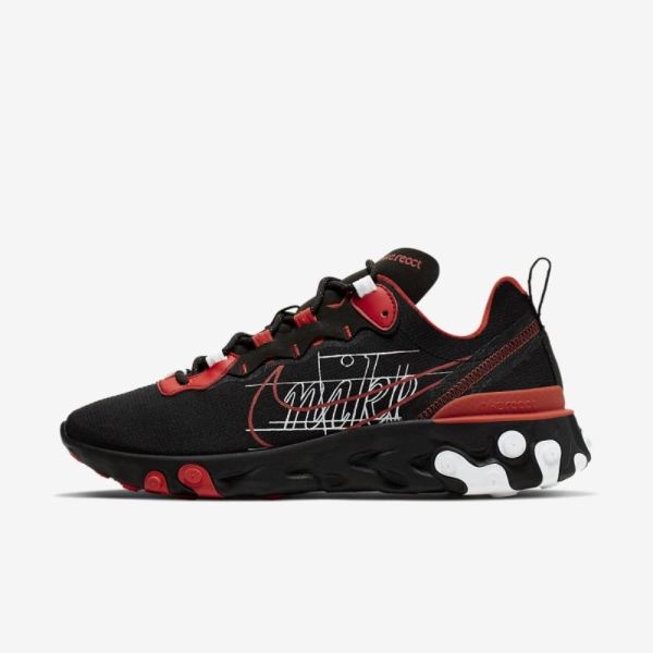 Nike React Element 55 | Black / Habanero Red / White