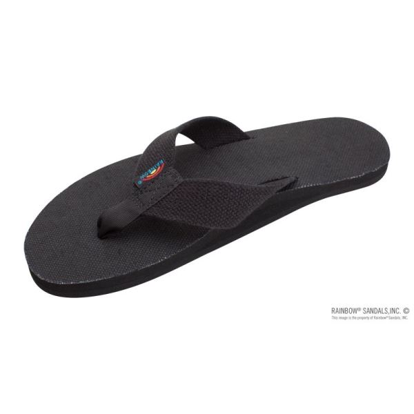 Rainbow | Men's Single Layer Hemp Top and Strap with Arch Support-Black