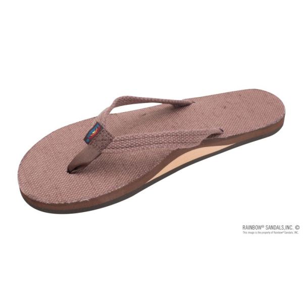 Rainbow | Women's Single Layer Hemp with Arch Support and 1/2" Narrow Strap-Brown