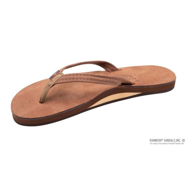 Rainbow | Women's Luxury Leather - Single Layer Arch Support with a 1/2" Narrow Strap-Nogales Wood