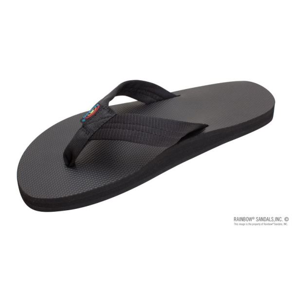 Rainbow | Men's Classic Rubber - Single Layer Soft Top 1" Nylon Strap-Black