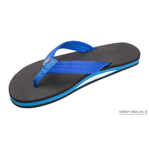 Rainbow | Women's Classic Rubber - Single Layer Soft Top 3/4" EVA Rubber Filled Nylon Strap-Blue / Black