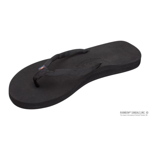 Rainbow | Women's Low Cloud - Single Layer Wedge Soft Top with Arch Support and 1/3" Polyester Strap-Black