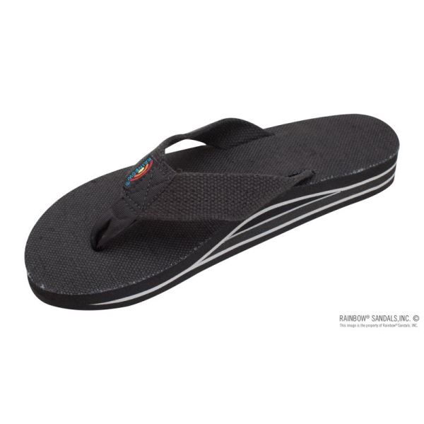 Rainbow | Women's Double Layer Hemp with Arch Support and 1" Strap-Black