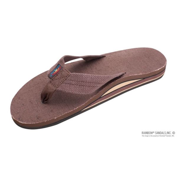 Rainbow | Men's Double Layer Hemp Top and Strap with Arch Support-Brown